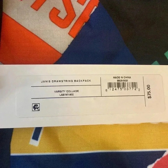 NEW LeSportsac Janice Varsity Collage Drawstring Backpack - Picture 3 of 4